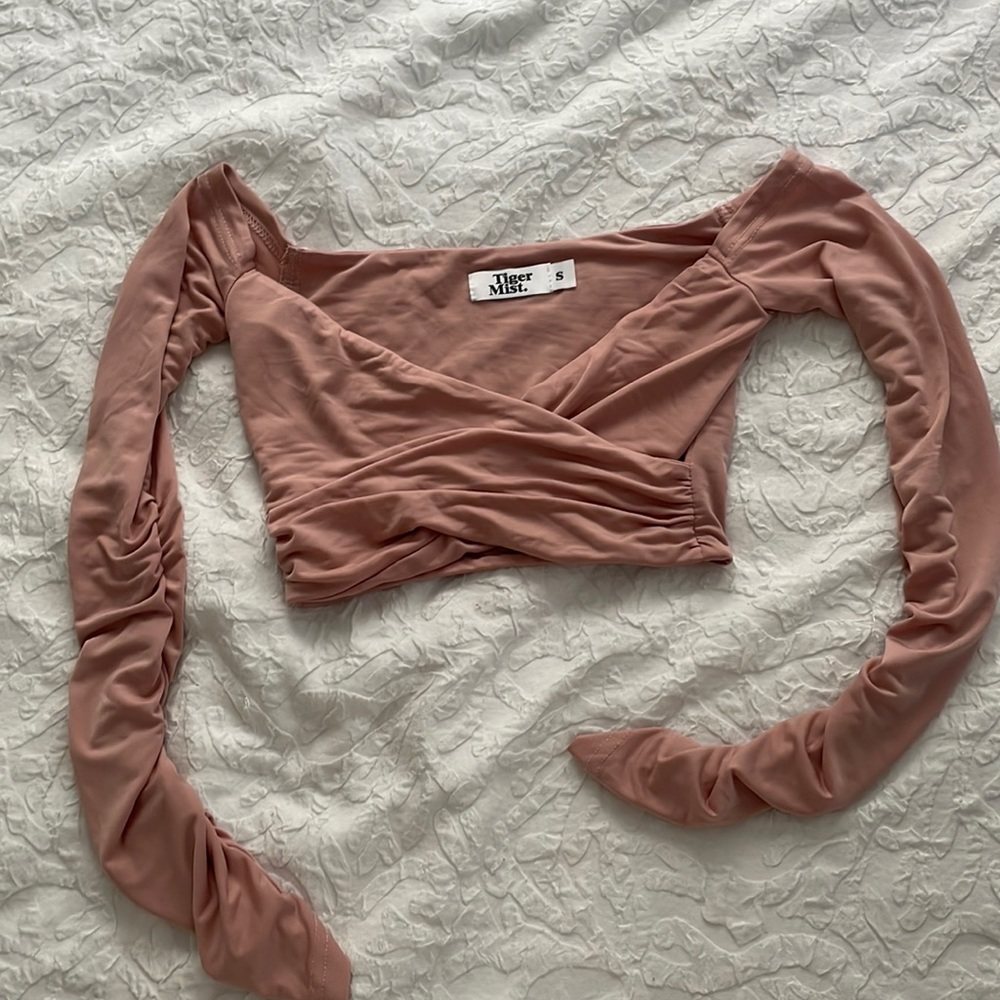 Pink long sleeve cropped top